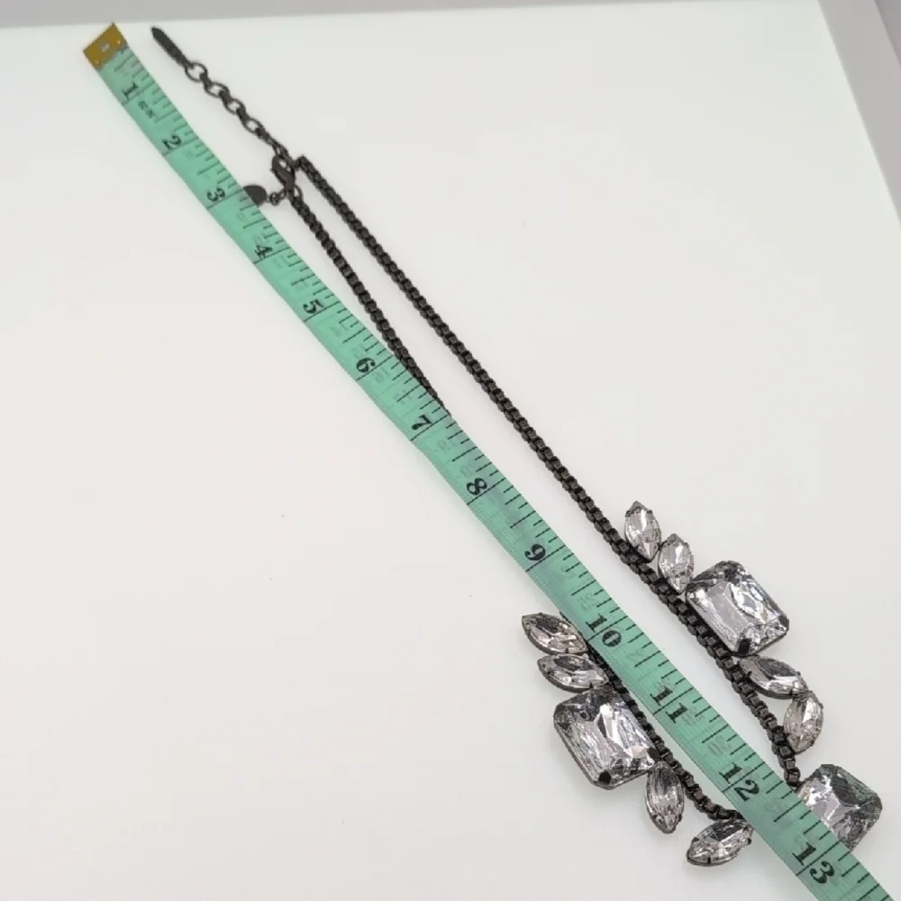 Loren Hope Gunmetal Crystal Bib Statement Necklace Rare
